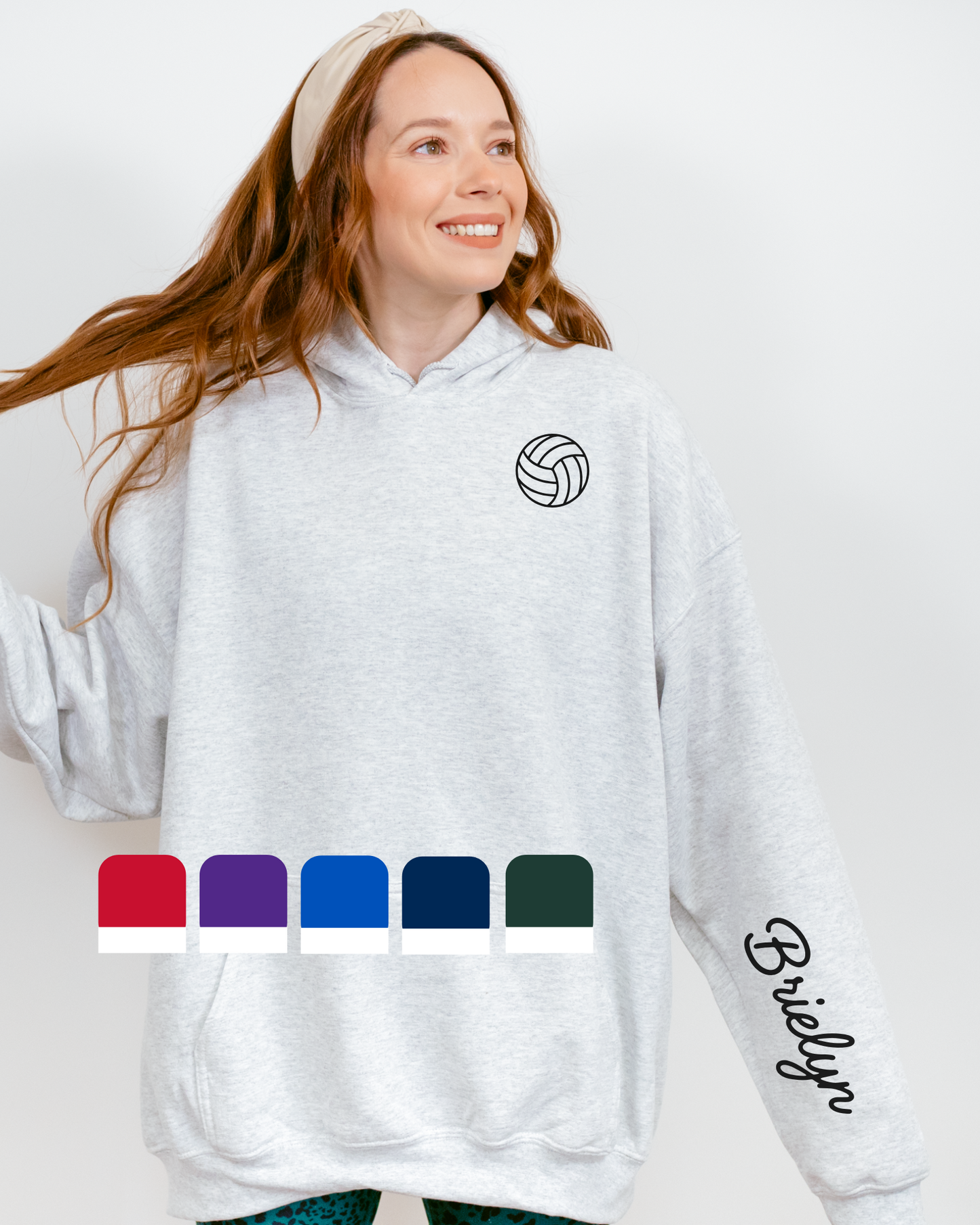 Custom Name Volleyball Heavy Blend ASH Hoodie