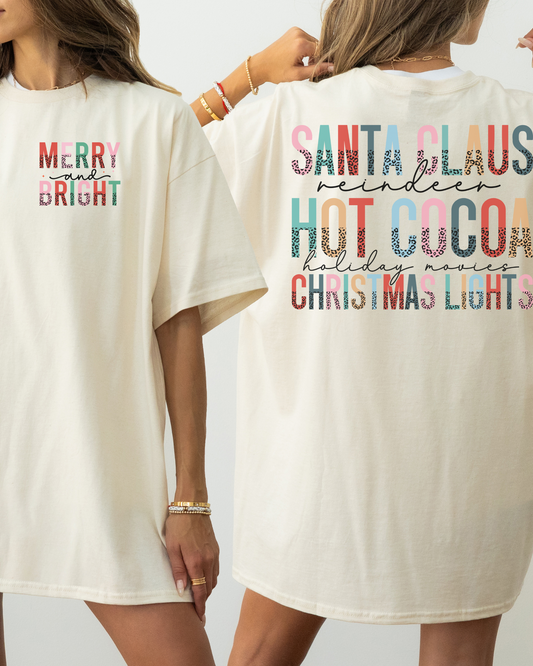 Merry & Bright Christmas IVORY Heavyweight Cotton Women's Graphic Tee