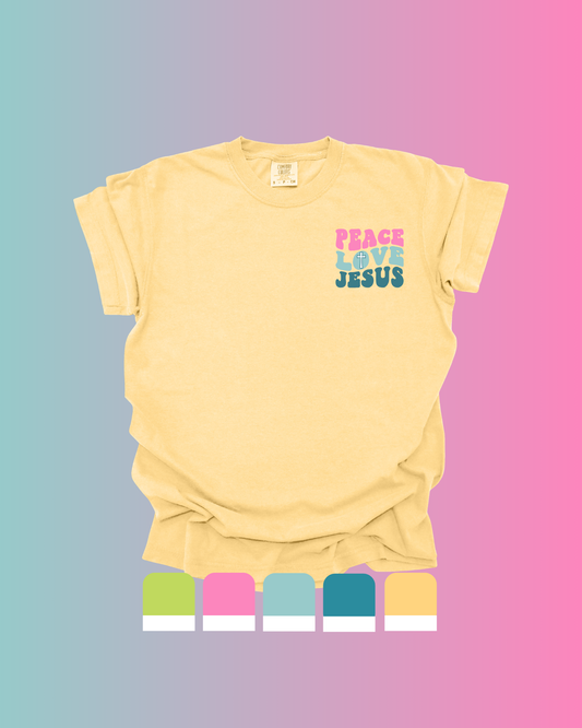 Peace Love Jesus Heavyweight Cotton Adult T-Shirt