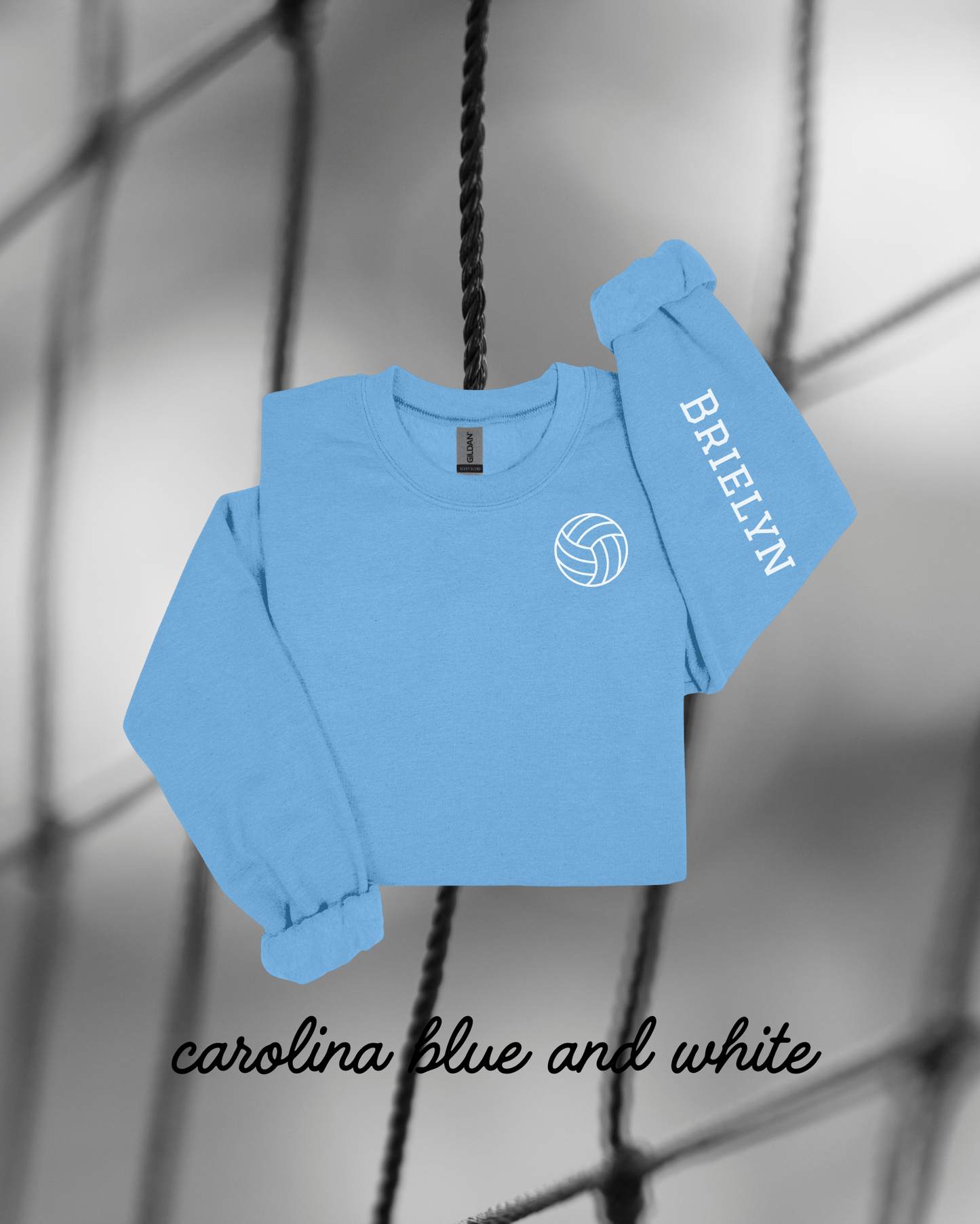 Custom Name Volleyball Heavy Blend Carolina BLUE Sweatshirt