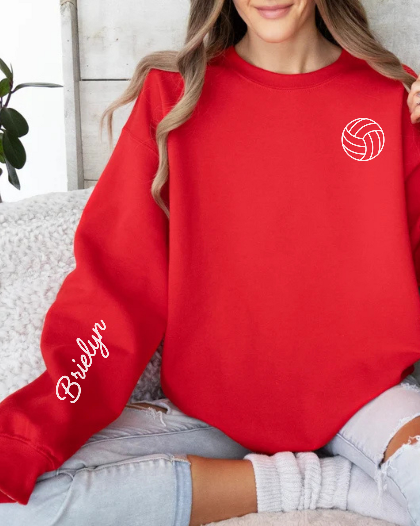 Custom Name Volleyball Heavy Blend RED Sweatshirt