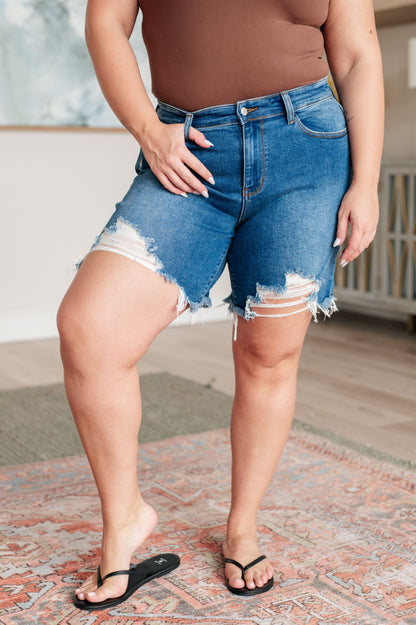 Kelsey Mid Rise Distressed Cutoff Shorts | Judy Blue