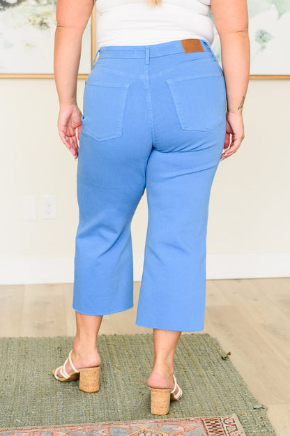 Lisa High Rise Control Top Wide Leg Crop Jeans in Sky Blue | Judy Blue