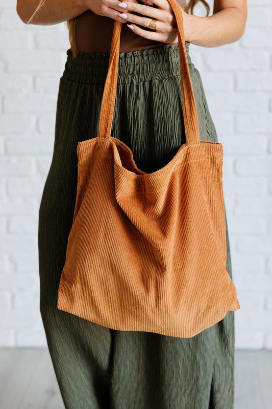 Last Minute Corduroy Tote in Brown