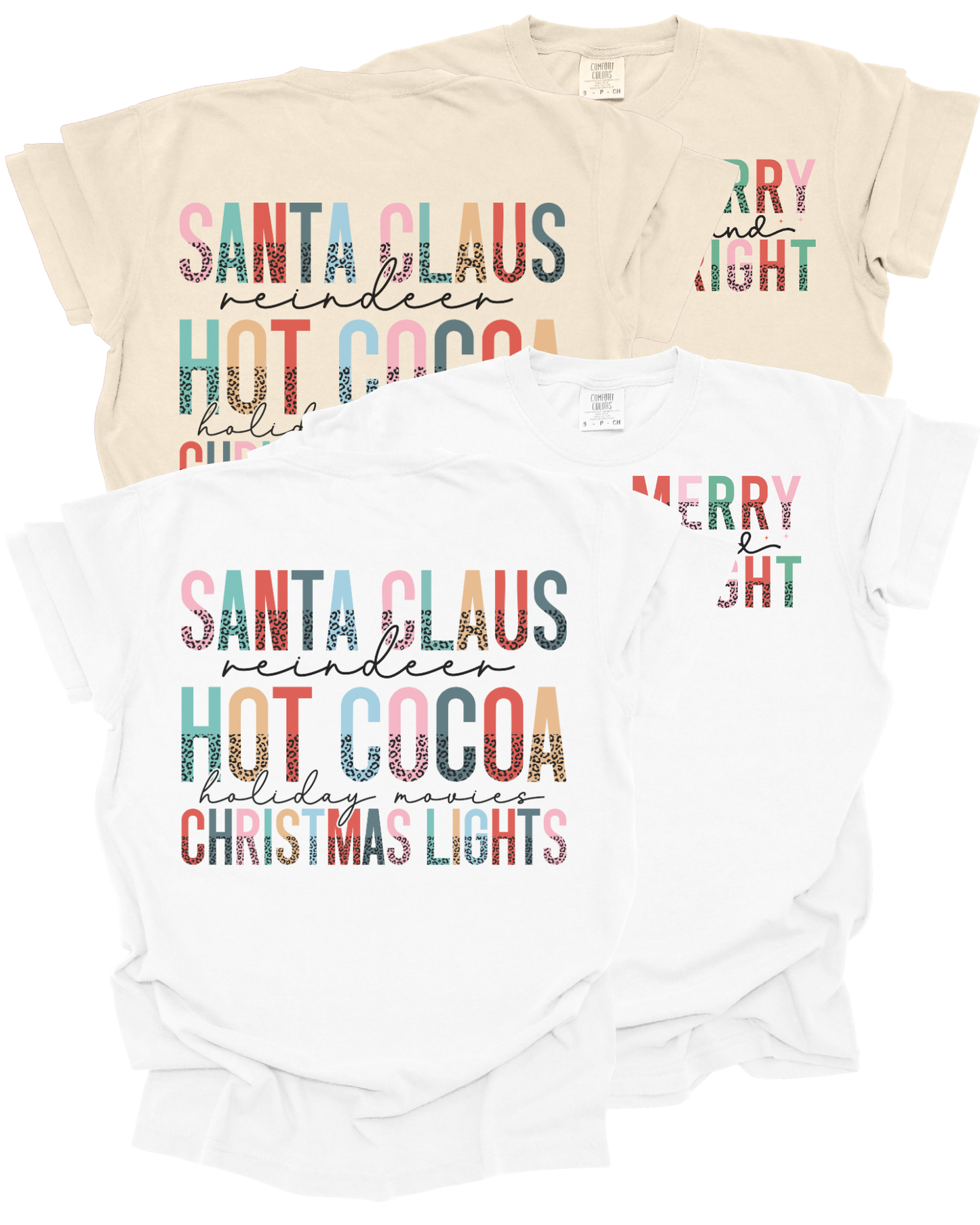 Merry & Bright Christmas IVORY Heavyweight Cotton Women's Graphic Tee