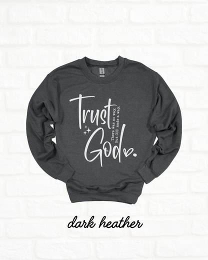 Trust God Heavy Blend Dark Heather GRAY Sweatshirt