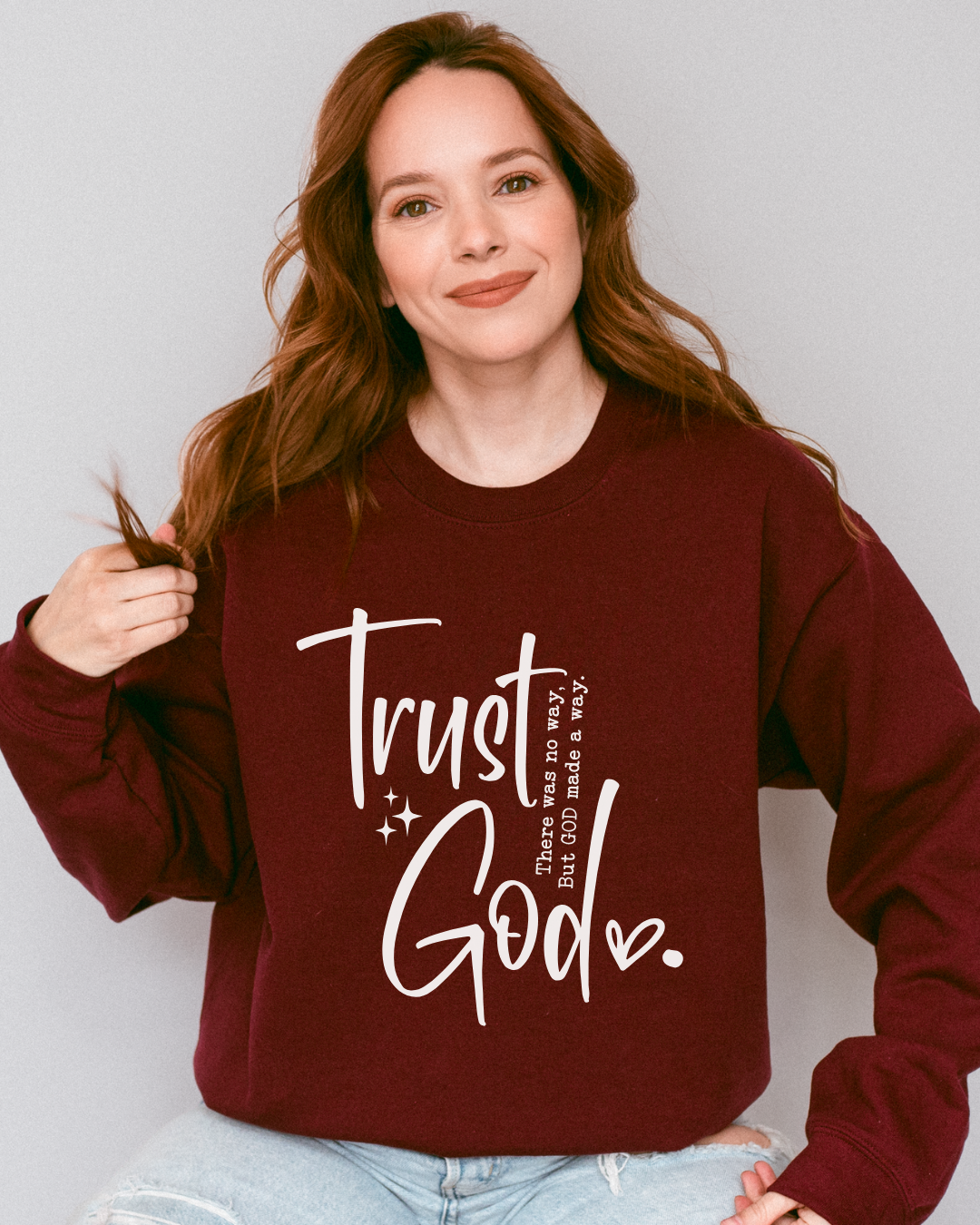 Trust God Heavy Blend MAROON Sweatshirt