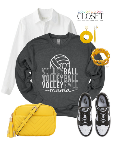 Volleyball Mama Dark Heather GRAY Women's Graphic Sweatshirt