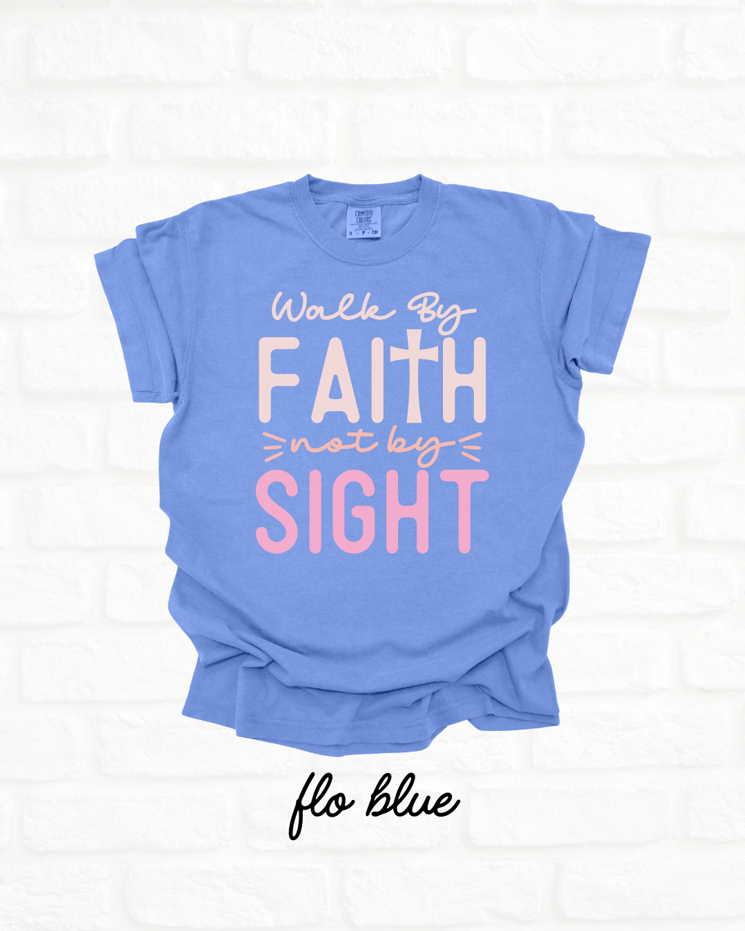 Walk By Faith Flo BLUE Heavyweight Cotton Women's Graphic Tee