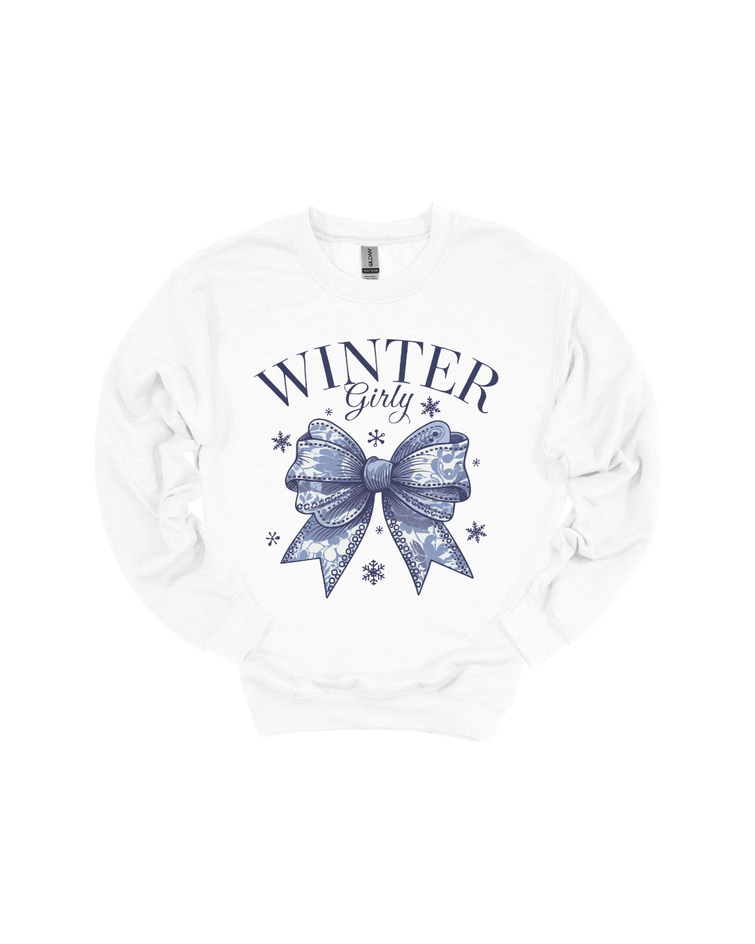 Winter Girly Coquette Bow Heavy Blend WHITE Sweatshirt