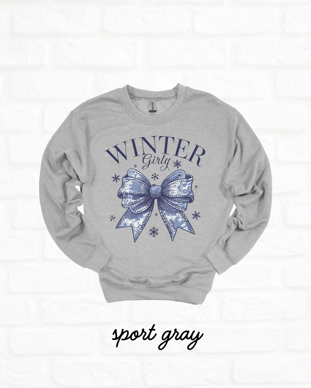 Winter Girly Coquette Bow Heavy Blend Sport GRAY Sweatshirt