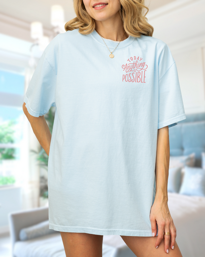 Anything is Possible BLUE Chambray Heavyweight Cotton Women's Graphic Tee