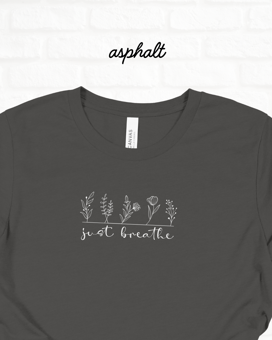 Just Breathe Wildflowers Asphalt GRAY Lightweight Cotton Tee