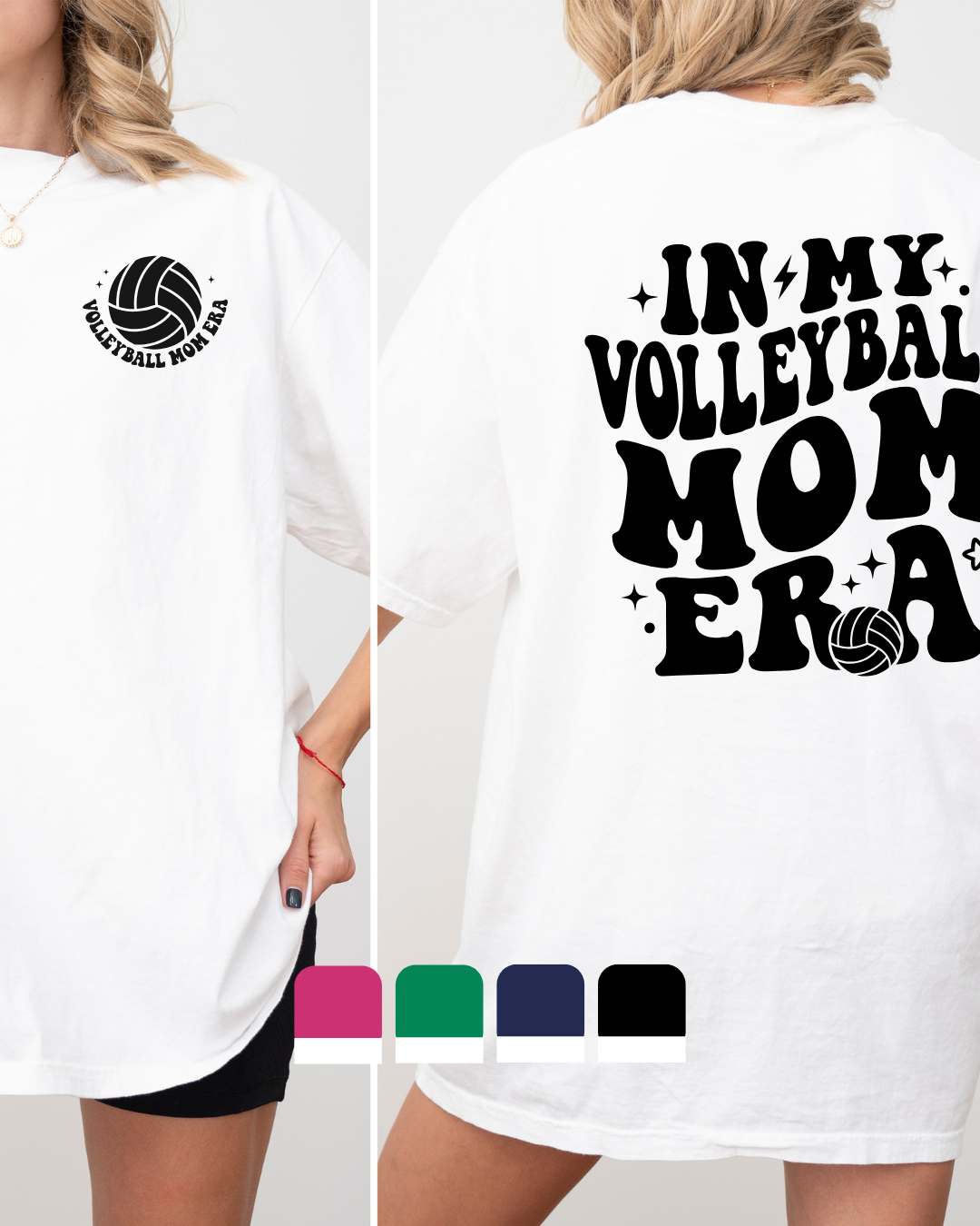 In My Volleyball Mom Era Groovy WHITE Heavyweight Cotton Tee