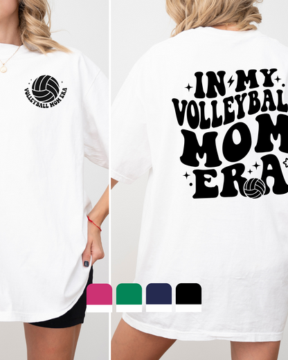 In My Volleyball Mom Era Groovy WHITE Heavyweight Cotton Tee