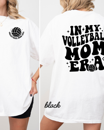 In My Volleyball Mom Era Groovy WHITE Heavyweight Cotton Tee