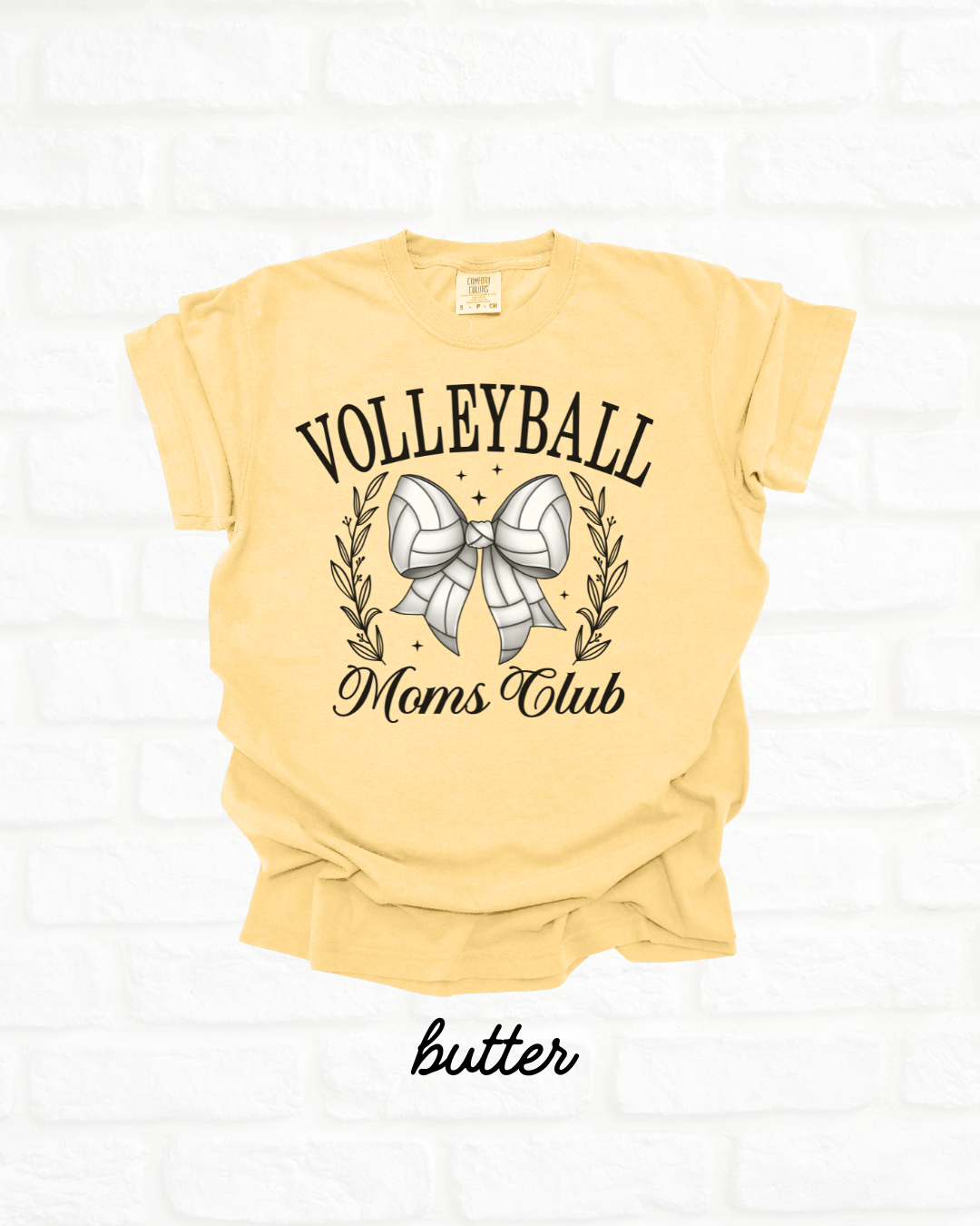 Volleyball Mom's Club Butter YELLOW Heavyweight Cotton Women's Graphic Tee