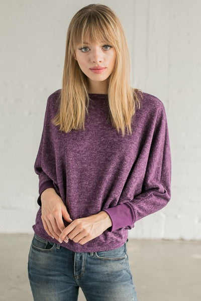 Plum Marled Dolman Top | 3 sizes