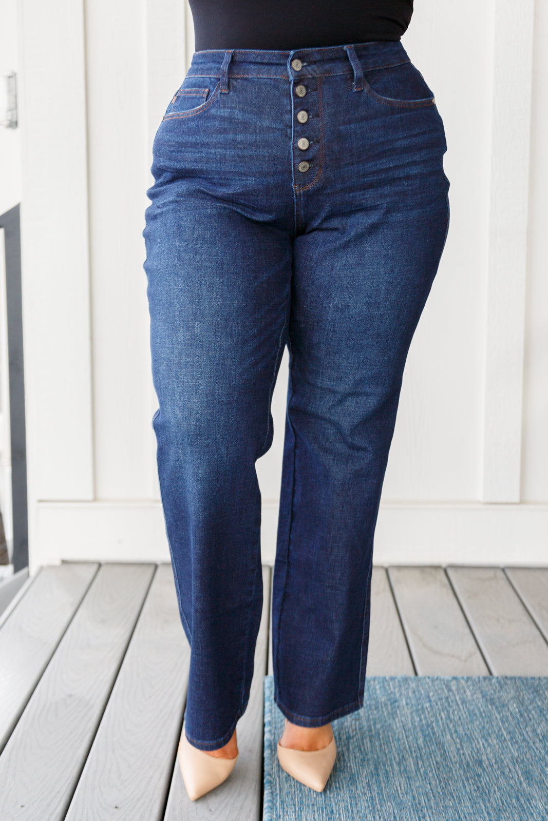 Arlo High Rise Button-Fly Straight Jeans | Judy Blue