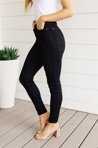 Audrey High Rise TUMMY CONTROL Top Classic Skinny Jeans in Black