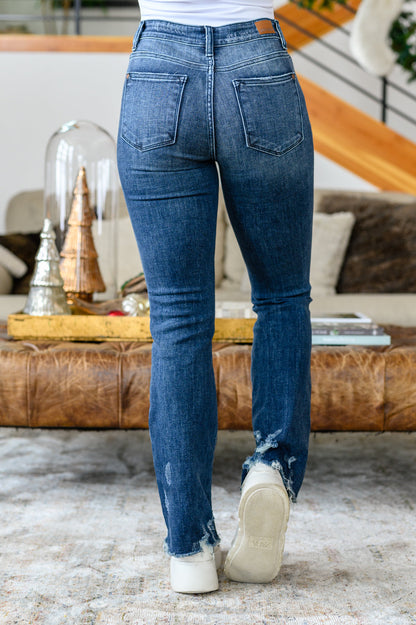 Christine High Contrast Slim Bootcut Mid Rise Destroyed Jeans | Judy Blue