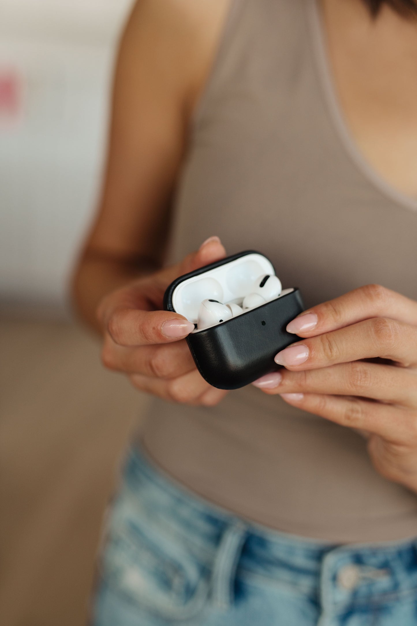 Genuine Leather Airpod Pro Protective Case in Black