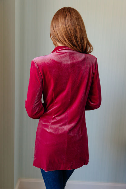 Verity Velvet Blazer in Raspberry