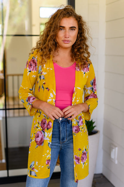 Grow As You Go Floral Cardigan in Mimosa