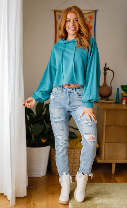 Hanging Out Hoodie in Moonstone Blue