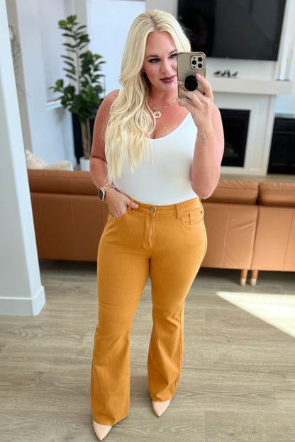 Melinda High Rise Control Top Flare Jeans in Marigold | Judy Blue