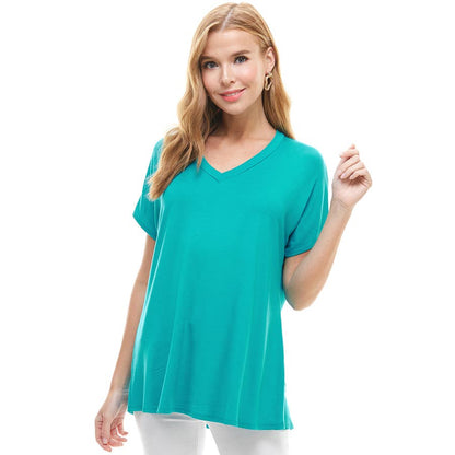 Jade Basic Cap Sleeve V-Neck Tunic | 4 sizes