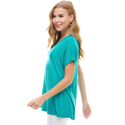 Jade Basic Cap Sleeve V-Neck Tunic | 4 sizes