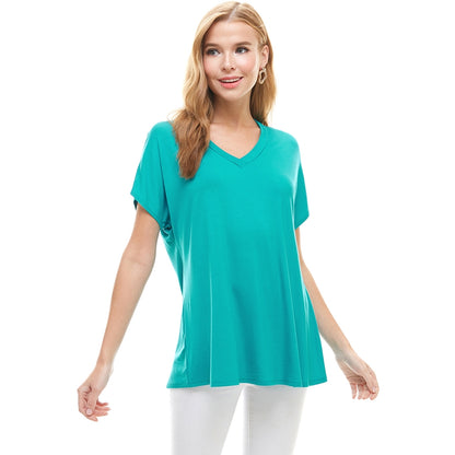 Jade Basic Cap Sleeve V-Neck Tunic | 4 sizes