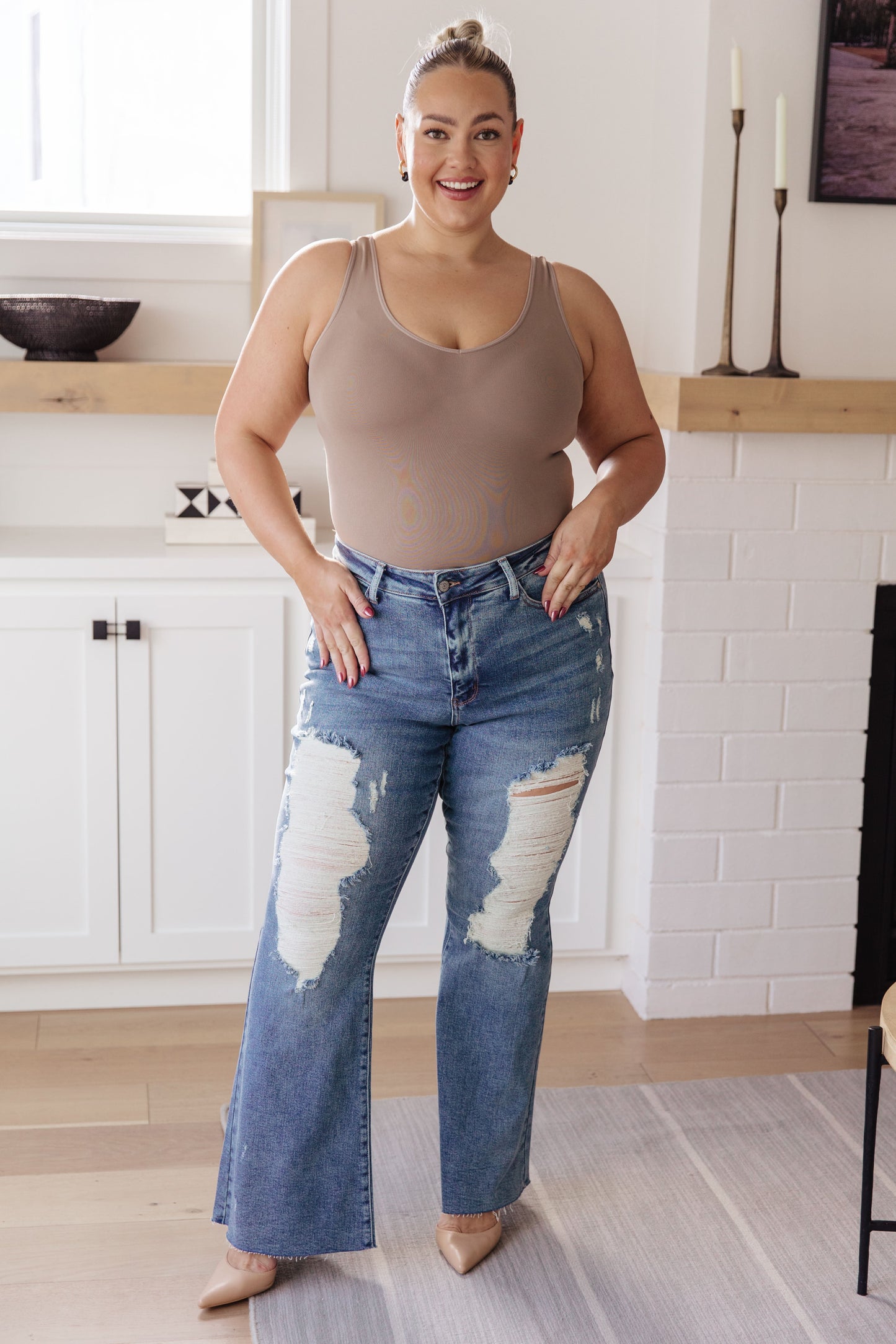 Kiana High Rise Heavy Destroy Flare Jeans | Judy Blue