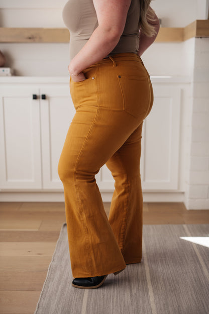 Melinda High Rise Control Top Flare Jeans in Marigold | Judy Blue