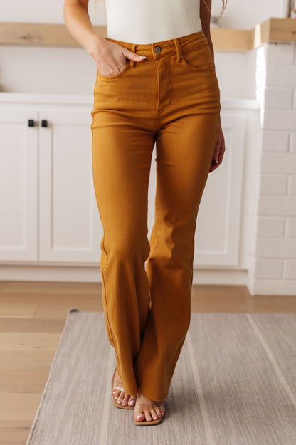 Melinda High Rise Control Top Flare Jeans in Marigold | Judy Blue