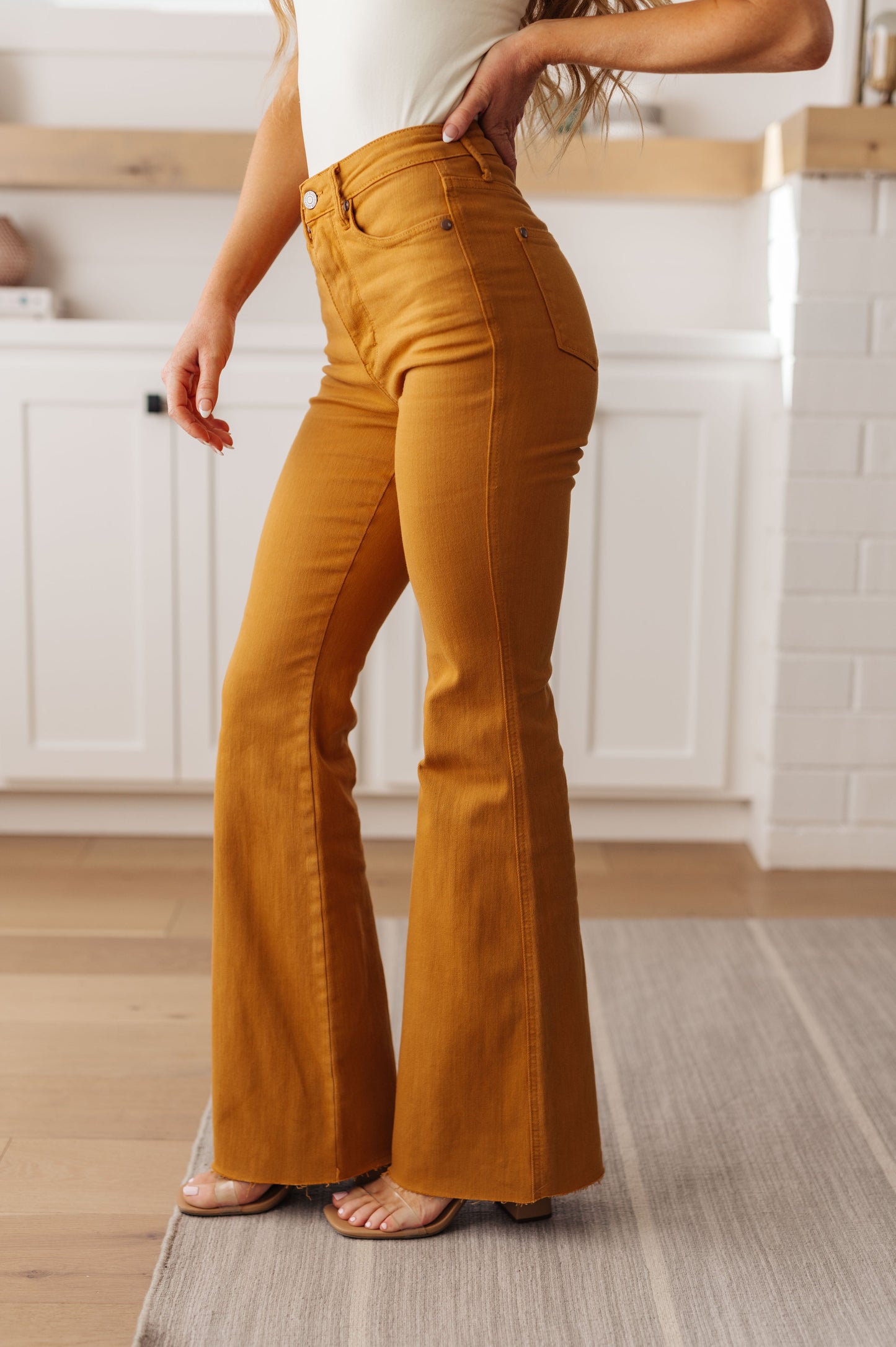 Melinda High Rise Control Top Flare Jeans in Marigold | Judy Blue