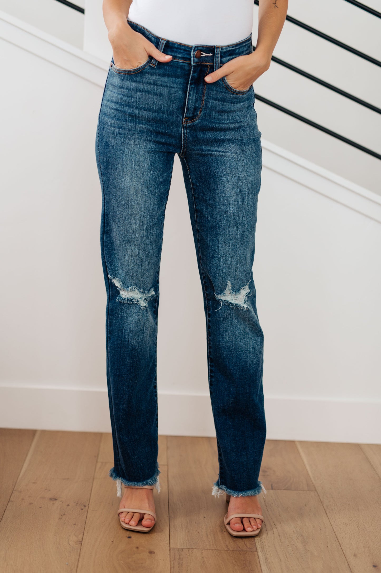 Morgan High Rise Distressed Straight Jeans | Judy Blue