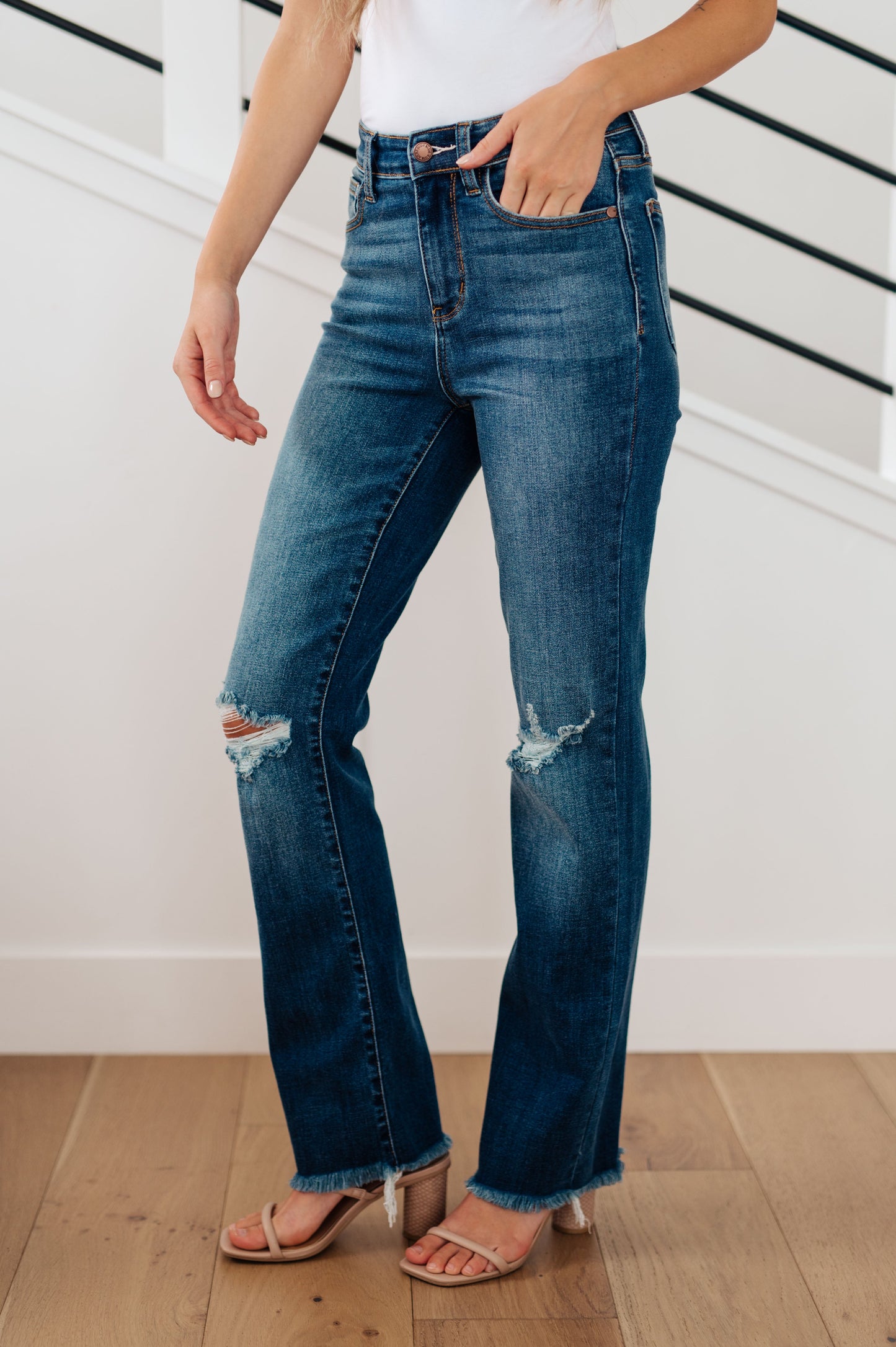 Morgan High Rise Distressed Straight Jeans | Judy Blue