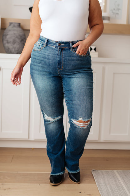 Morgan High Rise Distressed Straight Jeans | Judy Blue