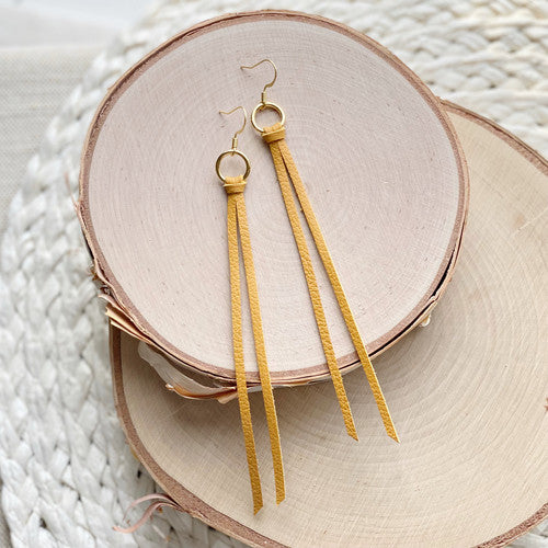 Thani Fringe | Mustard Earrings