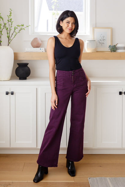 Petunia High Rise Wide Leg Jeans in Plum | Mica Denim