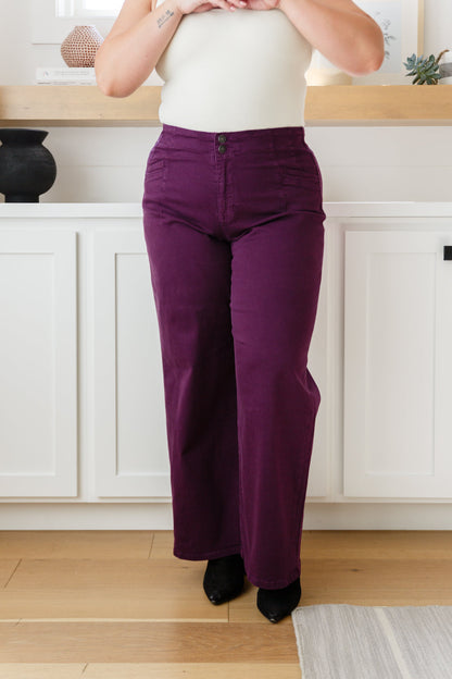 Petunia High Rise Wide Leg Jeans in Plum | Mica Denim