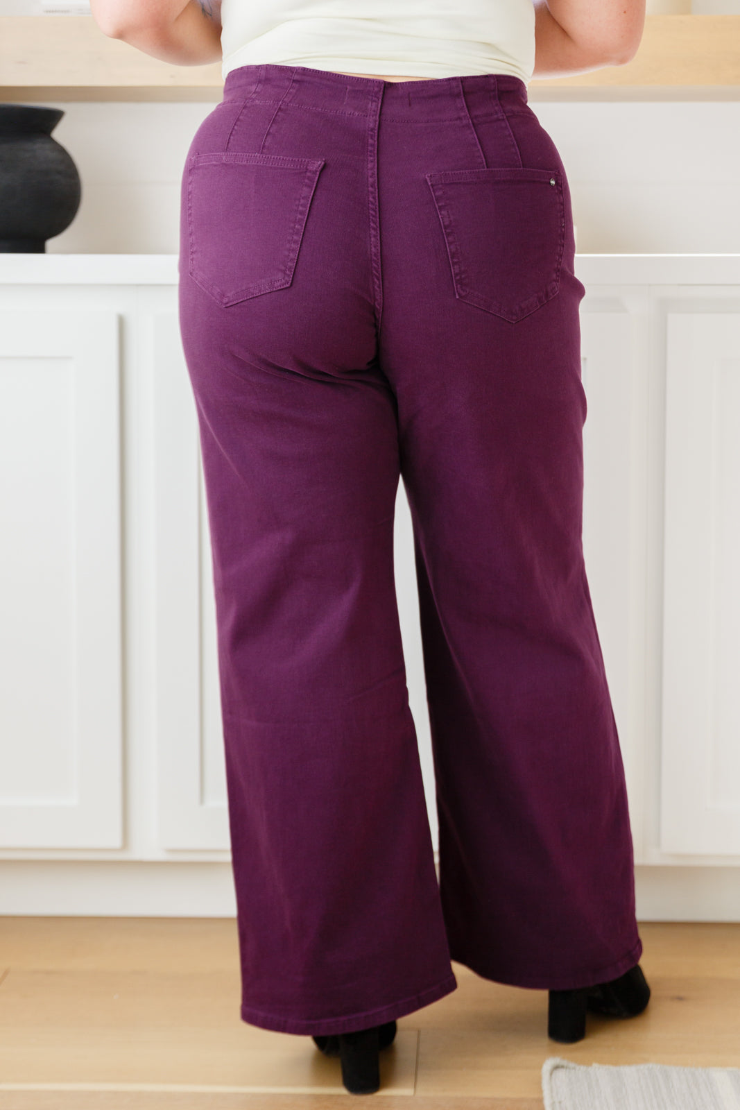 Petunia High Rise Wide Leg Jeans in Plum | Mica Denim