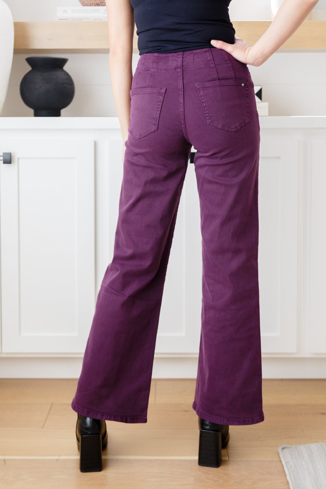 Petunia High Rise Wide Leg Jeans in Plum | Mica Denim