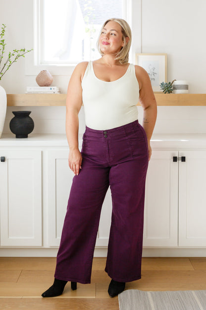 Petunia High Rise Wide Leg Jeans in Plum | Mica Denim