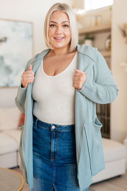 Please Proceed Hooded Cardigan in Porcelain Blue