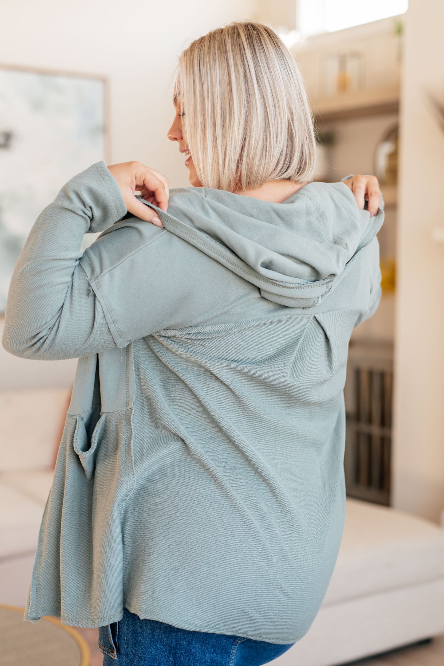 Please Proceed Hooded Cardigan in Porcelain Blue