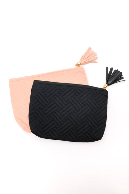 Quilted Travel Zip Pouch in Pink Malibu