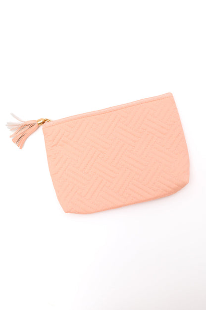 Quilted Travel Zip Pouch in Pink Malibu